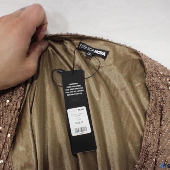 Fashion Nova Bronze Sequin Romper - Picture 2 of 6